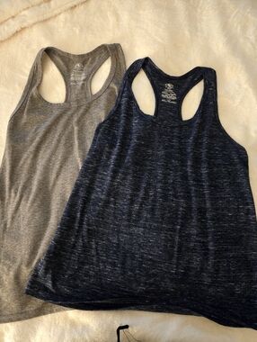 Womens Set Of 2 Athletic Works Racerback Tank Tops - Gray & Navy, Size M
